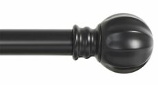 Ivilon Curtain Rod with Ball Finials - 1 inch Pole. Satin Nickel, Black