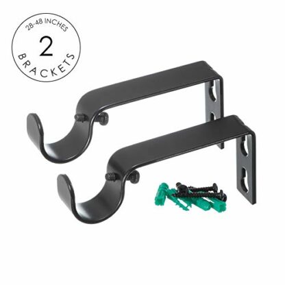 Ivilon Drapery Treatment Window Curtain Rod - Acrylic Ball 1 inch Pole. 28 to 48 Inch. Black - Image 3