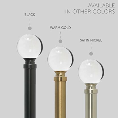 Ivilon Drapery Treatment Window Curtain Rod - Acrylic Ball 1 inch Pole. 28 to 48 Inch. Black - Image 4