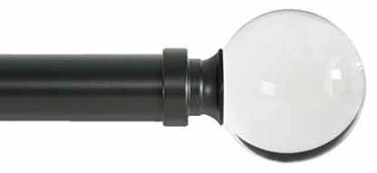 Ivilon Drapery Treatment Window Curtain Rod - Acrylic Ball 1 inch Pole. 28 to 48 Inch. Black - Image 2