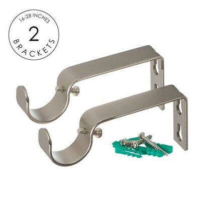 Ivilon Drapery Treatment Window Curtain Rod - Square Design 1 1/8 Rod. Satin Nickel - Image 4