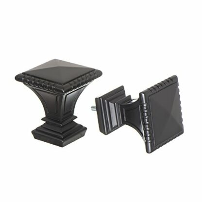 Ivilon Treatment Window Curtain Rod - Carved Square Finials, 1 1/8 in Rod, 72 to 144 in. Black - Image 3