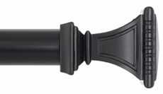 Ivilon Treatment Window Curtain Rod - Carved Square Finials, 1 1/8 in Rod, 72 to 144 in. Black