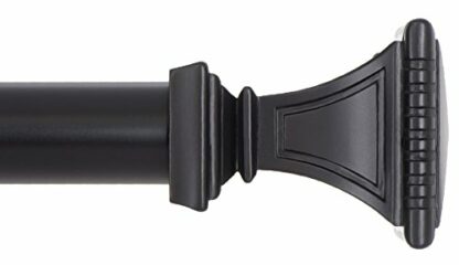 Ivilon Treatment Window Curtain Rod - Carved Square Finials, 1 1/8 in Rod, 72 to 144 in. Black - Image 2