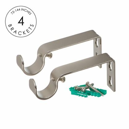 Ivilon Treatment Window Curtain Rod - Carved Square Finials, 1 1/8 in Rod, 72 to 144 in. Satin Nickel - Image 4