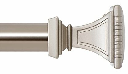 Ivilon Treatment Window Curtain Rod - Carved Square Finials, 1 1/8 in Rod, 72 to 144 in. Satin Nickel - Image 2