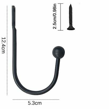 JEOPKO 2 Pieces Metal Curtain Holdback, Decorative Curtain Drapery Holdbacks, Curtains U-Shaped Hook Wall Mouted, Decorative Curtain Drapery Holdbacks with Screws (BLACK) - Image 3
