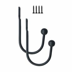 JEOPKO 2 Pieces Metal Curtain Holdback, Decorative Curtain Drapery Holdbacks, Curtains U-Shaped Hook Wall Mouted, Decorative Curtain Drapery Holdbacks with Screws (BLACK)