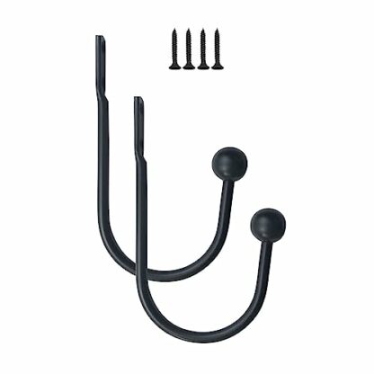 JEOPKO 2 Pieces Metal Curtain Holdback, Decorative Curtain Drapery Holdbacks, Curtains U-Shaped Hook Wall Mouted, Decorative Curtain Drapery Holdbacks with Screws (BLACK) - Image 2