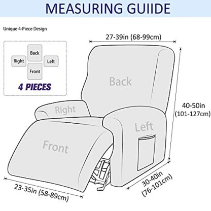 JHLD Stretch Recliner Cover, 4-piece Recliner Chair Cover Jacquard Recliner Slipcovers Non Slip Recliner Protector Furniture Protector Removable Washable For Living Room 4 JHLD Stretch Recliner Cover, 4-piece Recliner Chair Cover Jacquard Recliner Slipcovers Non Slip Recliner Protector Furniture Protector Removable Washable For Living Room - Image 4