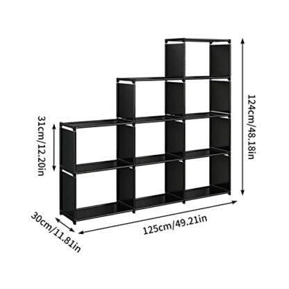 JIUYOTREE 9 Cube Bookcase Under Stairs Storage Unit Multi-Use Cube Storage Organiser for Living Room, Books, Toys, Clothes, Tools - Image 4