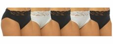 JMC Trading Company NEW 5 PACK LADIES LACE HIGH LEG BRIEFS WITH COTTON STRETCH