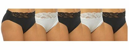 JMC Trading Company NEW 5 PACK LADIES LACE HIGH LEG BRIEFS WITH COTTON STRETCH - Image 2