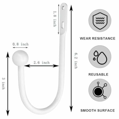 JOCXZI curtain tiebacks - 2 pieces tiebacks, white curtain holders, U-shaped curtain holders, curtain holders, curtain holdbacks, wall mounting, tiebacks for curtains, white metal 3 JOCXZI curtain tiebacks - 2 pieces tiebacks, white curtain holders, U-shaped curtain holders, curtain holders, curtain holdbacks, wall mounting, tiebacks for curtains, white metal - Image 3