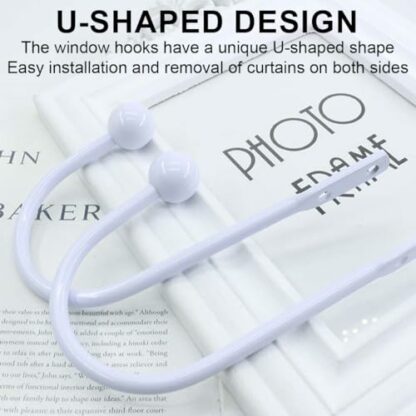 JOCXZI curtain tiebacks - 2 pieces tiebacks, white curtain holders, U-shaped curtain holders, curtain holders, curtain holdbacks, wall mounting, tiebacks for curtains, white metal 4 JOCXZI curtain tiebacks - 2 pieces tiebacks, white curtain holders, U-shaped curtain holders, curtain holders, curtain holdbacks, wall mounting, tiebacks for curtains, white metal - Image 4