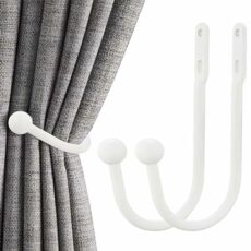 JOCXZI curtain tiebacks - 2 pieces tiebacks, white curtain holders, U-shaped curtain holders, curtain holders, curtain holdbacks, wall mounting, tiebacks for curtains, white metal