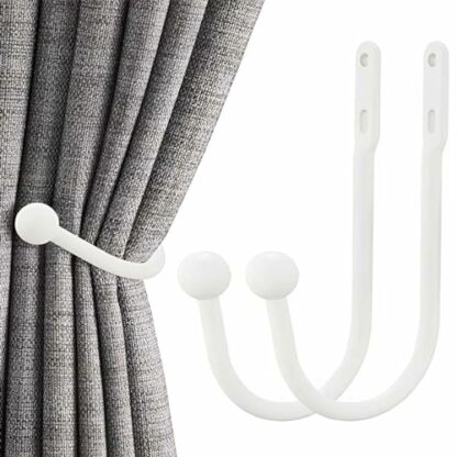 JOCXZI curtain tiebacks - 2 pieces tiebacks, white curtain holders, U-shaped curtain holders, curtain holders, curtain holdbacks, wall mounting, tiebacks for curtains, white metal 2 JOCXZI curtain tiebacks - 2 pieces tiebacks, white curtain holders, U-shaped curtain holders, curtain holders, curtain holdbacks, wall mounting, tiebacks for curtains, white metal - Image 2