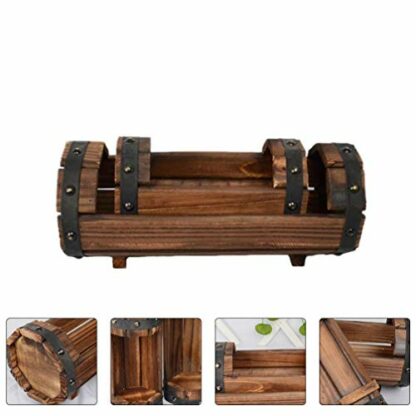 JOEBO Rustic Half Barrel Planters 2Pcs Wooden Flower Pot for Home Garden Yard - Image 4