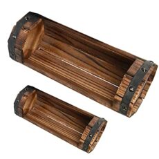 JOEBO Rustic Half Barrel Planters 2Pcs Wooden Flower Pot for Home Garden Yard