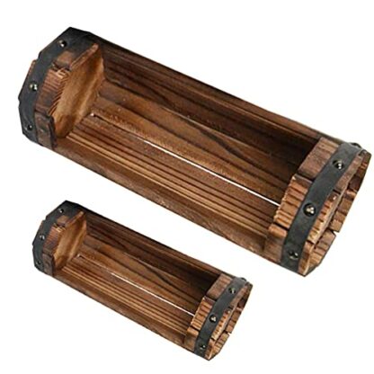 JOEBO Rustic Half Barrel Planters 2Pcs Wooden Flower Pot for Home Garden Yard - Image 2