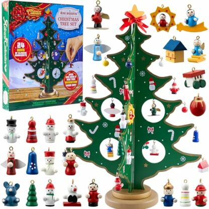 JOYIN Christmas 24 Days Countdown Advent Calendar with a Tabletop Wooden Christmas Tree and 28 Ornaments Snowman Santa Decorations for Boys, Girls and Kids Party Favors Gift 2 JOYIN Christmas 24 Days Countdown Advent Calendar with a Tabletop Wooden Christmas Tree and 28 Ornaments Snowman Santa Decorations for Boys, Girls and Kids Party Favors Gift - Image 2