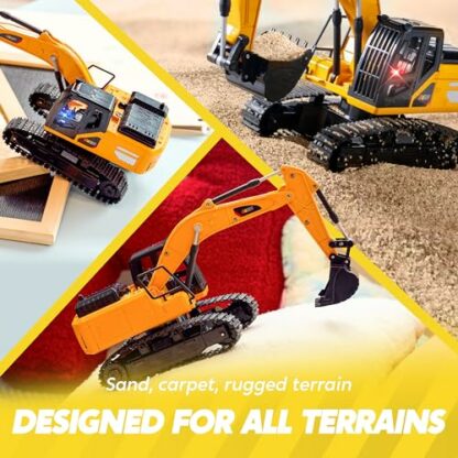 JOYIN Remote Control Excavator RC Digger Tractor Toys for Boys, 2.4Ghz RC Excavator Toy with Light, Construction Vehicles Toys for Boys 3 4 5 6 7 8 9-12 Year Old Kids, Birthday Gift - Image 4