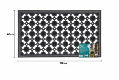 JVL Heavy Duty Ellipse Design Floor Door Mat, Rubber, Black, 40 x 70 cm - Image 3