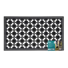 JVL Heavy Duty Ellipse Design Floor Door Mat, Rubber, Black, 40 x 70 cm