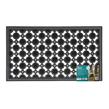 JVL Heavy Duty Ellipse Design Floor Door Mat, Rubber, Black, 40 x 70 cm - Image 2