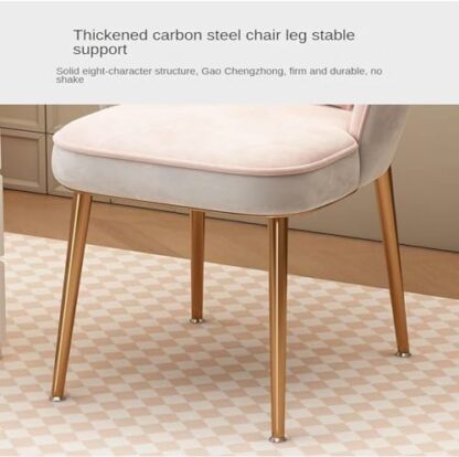 JWSYBD Makeup Chair Shell Shaped Chair Coffee Chair Fashionable and Functional Living Room/bedroom/office Velvet Upholstered Chair with Petal Shaped Metal Feet 3 JWSYBD Makeup Chair Shell Shaped Chair Coffee Chair Fashionable and Functional Living Room/bedroom/office Velvet Upholstered Chair with Petal Shaped Metal Feet - Image 3