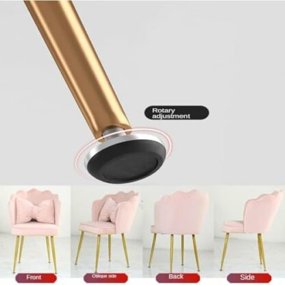 JWSYBD Makeup Chair Shell Shaped Chair Coffee Chair Fashionable and Functional Living Room/bedroom/office Velvet Upholstered Chair with Petal Shaped Metal Feet 4 JWSYBD Makeup Chair Shell Shaped Chair Coffee Chair Fashionable and Functional Living Room/bedroom/office Velvet Upholstered Chair with Petal Shaped Metal Feet - Image 4