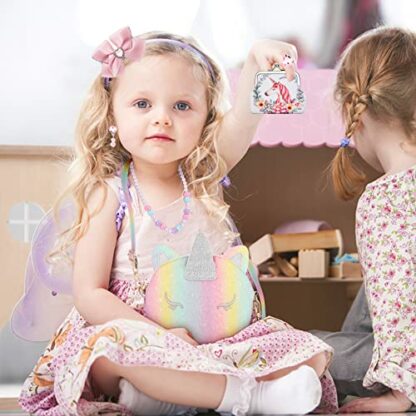 JYPS Unicorn Purse for Little Girls, 7Pcs Cute Kids Purse Crossbody Bags with Kids Dress Up Jewelry Set Pretend Play Accessories, Birthday Presents Unicorn Gifts Toy for Girl, Toddler 4 JYPS Unicorn Purse for Little Girls, 7Pcs Cute Kids Purse Crossbody Bags with Kids Dress Up Jewelry Set Pretend Play Accessories, Birthday Presents Unicorn Gifts Toy for Girl, Toddler - Image 4