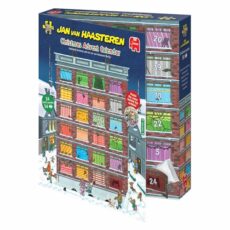 Jan Van Haasteren Christmas Advent Calendar - 24 Days of Puzzles, Puzzle the Scene Behind the Curtains - Fun 54 Piece Adults Puzzle & Comic Puzzle -100% Recycled Cardboard Jigsaw Puzzle for Adults