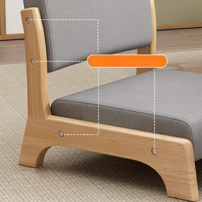 Japanese Floor Chair, Tatami Meditation Yoga Chair with Back Support Legless Stool, Solid Wood Back Chair - Image 4