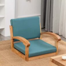 Japanese Floor Chair with Armrest and Backrest, Portable Japanese Legless Chair with Backrest Wooden Lazy Sofa Floor Chair for Bay Window Meditation Reading