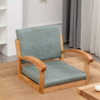 Japanese Legless Floor Chair with Back Support and Armrest,Wooden Tatami Meditation Chair Bay Window Lounge Chair Lazy Couch for Reading TV Watching 2 Japanese Legless Floor Chair with Back Support and Armrest,Wooden Tatami Meditation Chair Bay Window Lounge Chair Lazy Couch for Reading TV Watching - Image 2