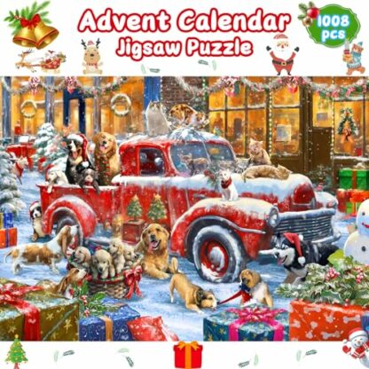 Jigsaw Advent Calendar 2024 Christmas Jigsaw Puzzles for Kids and Adults, Christmas Pets 1008 Pieces Christmas Advent Calendar, 24 Boxes Countdown to Christmas Puzzles Gift - Image 4