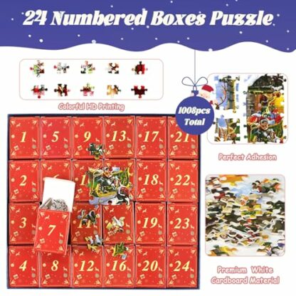 Jigsaw Advent Calendar 2024, Santa's Workshop 1008 Pieces Jigsaw Puzzles, 24 Days Advent Jigsaws for Adults Kids, Christmas Gifts for Boys Girls, Christmas Countdown Calendar 4 Jigsaw Advent Calendar 2024, Santa's Workshop 1008 Pieces Jigsaw Puzzles, 24 Days Advent Jigsaws for Adults Kids, Christmas Gifts for Boys Girls, Christmas Countdown Calendar - Image 4