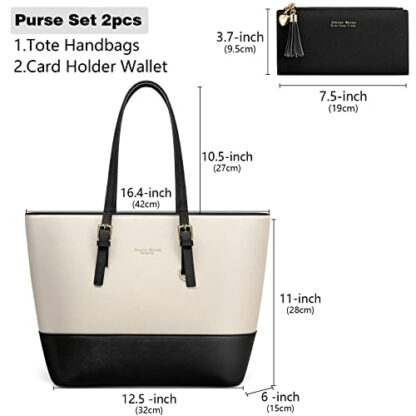 Jocose Moose Women Handbag Laptop Tote Bag Large PU Leather Shoulder Bag Designer Lightweight Computer Tote Bag, Gift with a Ladies Purse - Image 3