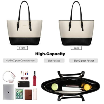 Jocose Moose Women Handbag Laptop Tote Bag Large PU Leather Shoulder Bag Designer Lightweight Computer Tote Bag, Gift with a Ladies Purse - Image 4