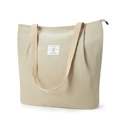 KALIDI Waterproof Corduroy Tote Bag with Zipper Casual Hobo Shoulder Bag Handbag Large Capacity Cord Tote Bag Women Shopping Bag for School Work College Daily Use 2 KALIDI Waterproof Corduroy Tote Bag with Zipper Casual Hobo Shoulder Bag Handbag Large Capacity Cord Tote Bag Women Shopping Bag for School Work College Daily Use - Image 2