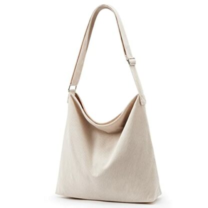 KALIDI Women's Thickened Corduroy Tote Bag with Zip Waterproof Shoulder Bag with Pockets Casual Crossbody Handbags with Adjustable Shoulder Straps for School, College, Work - Image 2