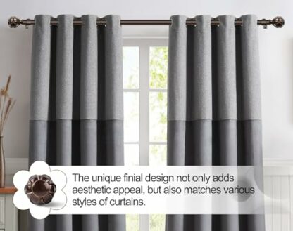 KAMANINA 1 Inch Curtain Rod Telescoping Single Drapery Rod 36 to 72 Inches (3-6 Feet), Antique Bronze Curtain Rods for Windows 24 to 68 Inches, Netted Texture Finials 4 KAMANINA 1 Inch Curtain Rod Telescoping Single Drapery Rod 36 to 72 Inches (3-6 Feet), Antique Bronze Curtain Rods for Windows 24 to 68 Inches, Netted Texture Finials - Image 4