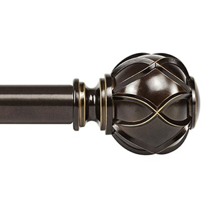 KAMANINA 1 Inch Curtain Rod Telescoping Single Drapery Rod 36 to 72 Inches (3-6 Feet), Antique Bronze Curtain Rods for Windows 24 to 68 Inches, Netted Texture Finials 2 KAMANINA 1 Inch Curtain Rod Telescoping Single Drapery Rod 36 to 72 Inches (3-6 Feet), Antique Bronze Curtain Rods for Windows 24 to 68 Inches, Netted Texture Finials - Image 2