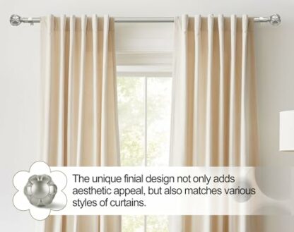 KAMANINA 1 Inch Curtain Rod Telescoping Single Drapery Rod 36 to 72 Inches (3-6 Feet), Antique Silver Curtain Rods for Windows 24 to 68 Inches, Netted Texture Finials 4 KAMANINA 1 Inch Curtain Rod Telescoping Single Drapery Rod 36 to 72 Inches (3-6 Feet), Antique Silver Curtain Rods for Windows 24 to 68 Inches, Netted Texture Finials - Image 4