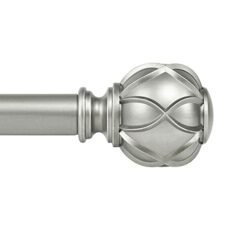 KAMANINA 1 Inch Curtain Rod Telescoping Single Drapery Rod 36 to 72 Inches (3-6 Feet), Antique Silver Curtain Rods for Windows 24 to 68 Inches, Netted Texture Finials