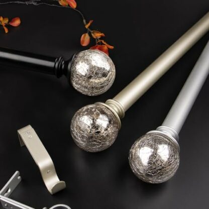 KAMANINA 1 Inch Curtain Rods with Crackle Glass finial - Image 3