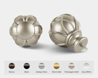 KAMANINA 1 Inch Double Curtain Rods, Netted Texture Finials - Image 3