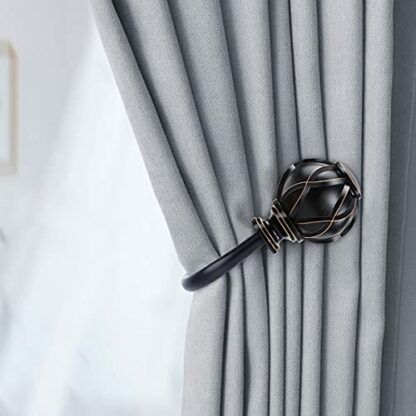 KAMANINA Curtain Rod Holdbacks with Netted Texture Finials - Image 3