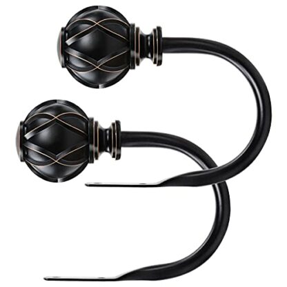 KAMANINA Curtain Rod Holdbacks with Netted Texture Finials - Image 2